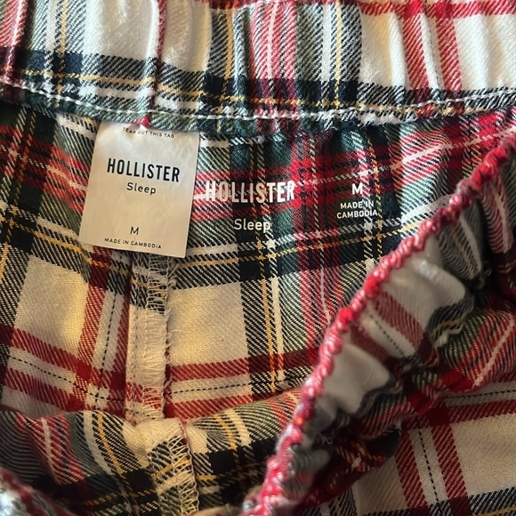 Hollister Sleep Plaid Women's M PJ Shorts with Red Satin Bow Holiday Festive - Picture 4 of 8